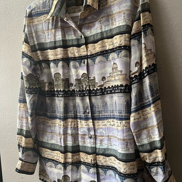 COREY B NEW YORK 100% SILK ITALY ART BUTTON DOWN SHIRT SIZE 6~RARE - Picture 6 of 8